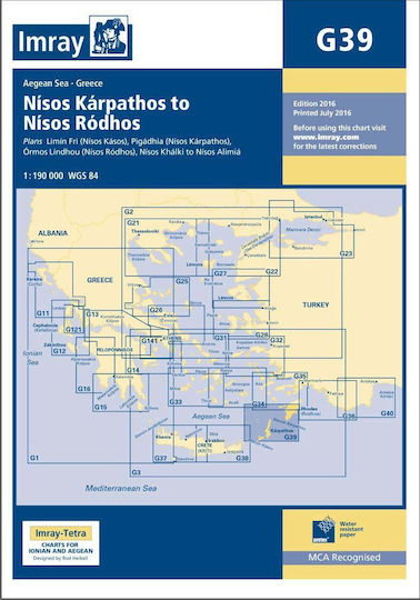Eval Imray G39 Boat Map Karpathos and Rhodes Nautical Chart