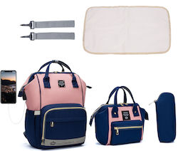 Lequeen Diaper Bag Backpack Μπλε - Ροζ