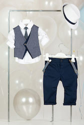 Piccolino Boys Baptism Suit with Vest Silvio AG20S28-N 6pcs Navy Blue