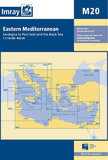 Imray Μ20 Χάρτης Σκάφους Ναυτικός Χάρτης Ανατολική Μεσόγειος