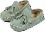 Babywalker Baptism Leather Moccasins Μέντα