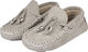 Babywalker Baptism Leather Moccasins Gray /grey