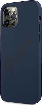 Guess Vintage Script Silicone Back Cover Blue (iPhone 12 / 12 Pro)