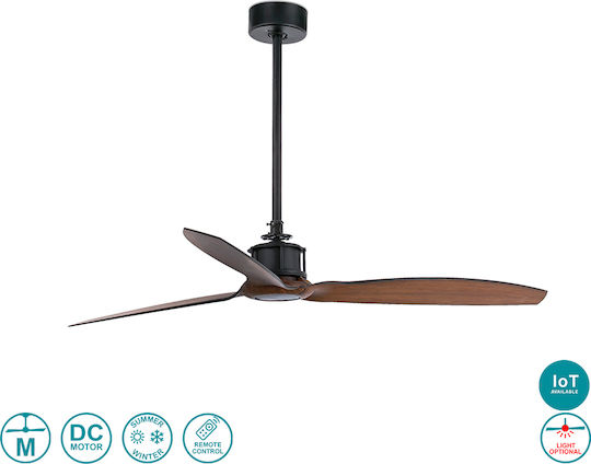 Faro Barcelona Just Fan DC Smart 33395WP Ceiling Fan 128cm with WiFi and Remote Control Black / Wood