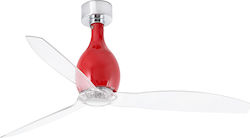 Faro Barcelona 32W 128cm Glossy Red / Transparent Mini Eterfan Smart