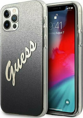 Guess Glitter Gradient Script Back Cover Πλαστικό Μαύρο (iPhone 12 Pro Max)