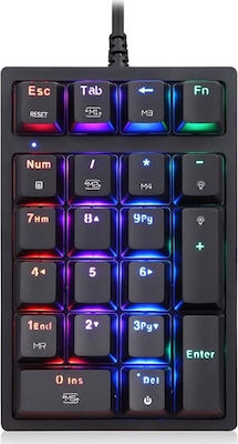 Motospeed K24 Gaming KeyPad cu Outemu Albastru întrerupătoare și iluminare RGB Negru