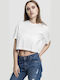 TB1555 Women's Summer Crop Top Cotton Short Sleeve White
