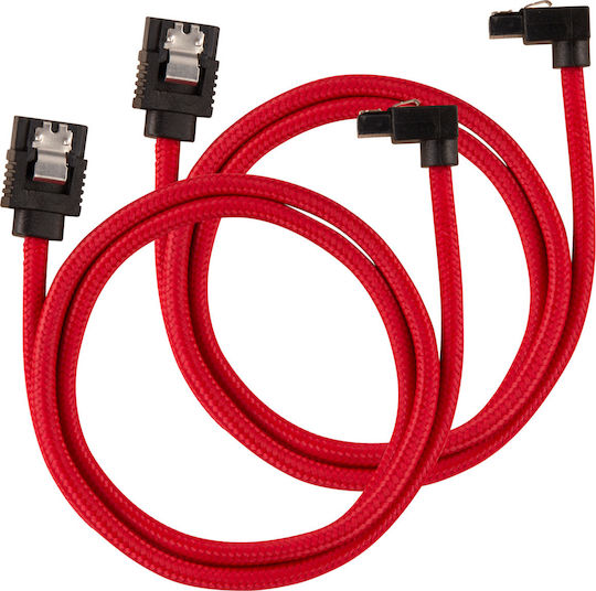 Corsair Premium Îmbrăcat 7-Pini SATA III - Cablu 7-Pini SATA III Unghi (90°) 0.6m Roșu