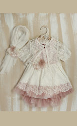 Lollipop Celebrations Ecru Lace Baptism Outfit with Dress & Hair Accessories 2pcs