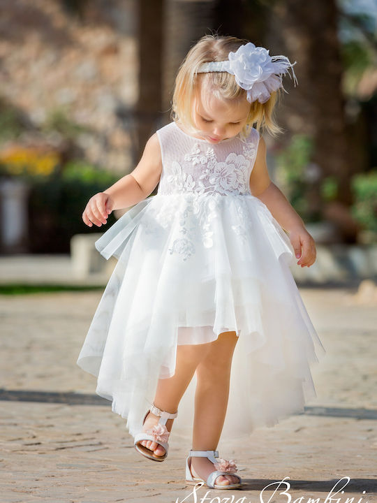 Stova Bambini G6 White Baptism Clothing Set with Hair Accessories & Dress made of Lace 2pcs