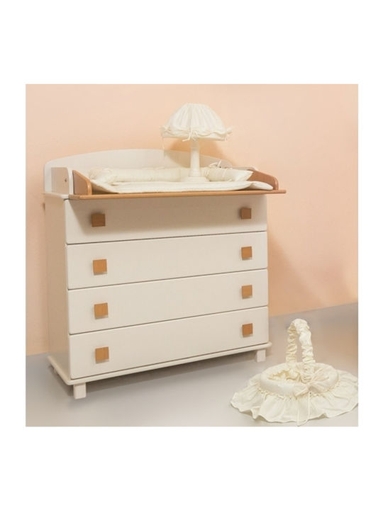 No.904 Baby Dresser with 4 Drawers White-Honey 92x46x105cm