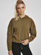 Cropped Women's Sweatshirt Hooded Khaki