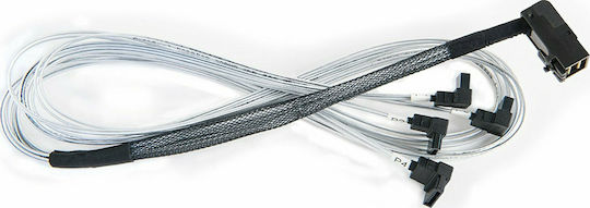 Adaptec Mini SAS male - 4x 7-Pin SATA III Angle (90°) Cable 0.8m Γκρι (2279900-R)