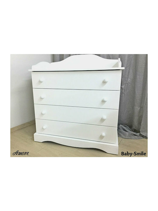 Amore Baby Kommode mit 4 Schubladen Weiß 95x50x99cm