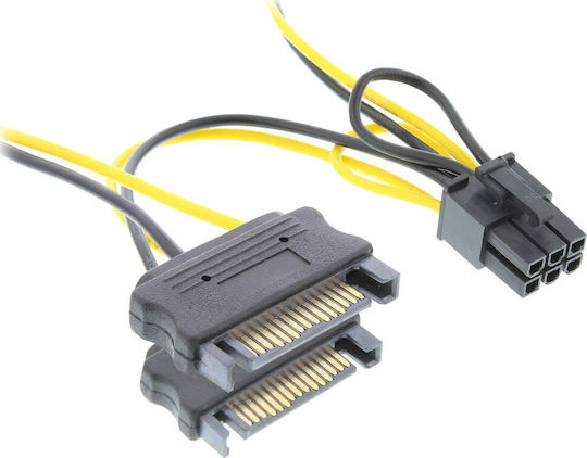 InLine 6-Pin PCIe - 15-Pin Sata Cable 0.15m Πολύχρωμο 26628B