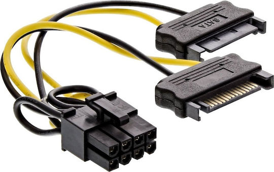 InLine 8-Pin PCIe - 15-Pin Sata Cable 0.15m Πολύχρωμο 26628D