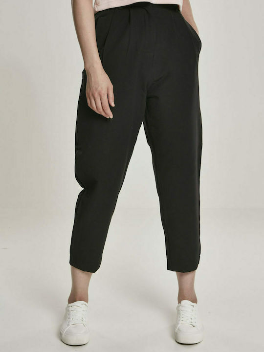 Urban Classics TB3237 Women's High-waisted Fabric Trousers Black