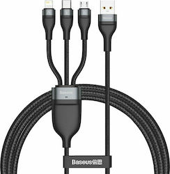 Baseus Flash Series Braided USB to micro USB / Type-C / Lightning Cable 5A Γκρι 1.2m (CA1T3-G1)