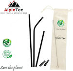 AlpinPro Καλαμάκια Μεταλλικά Μαύρα με Βουρτσάκι 3τμχ