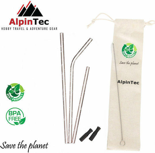 AlpinPro Καλαμάκι Μεταλλικό Ροζ με Βουρτσάκι 1τμχ