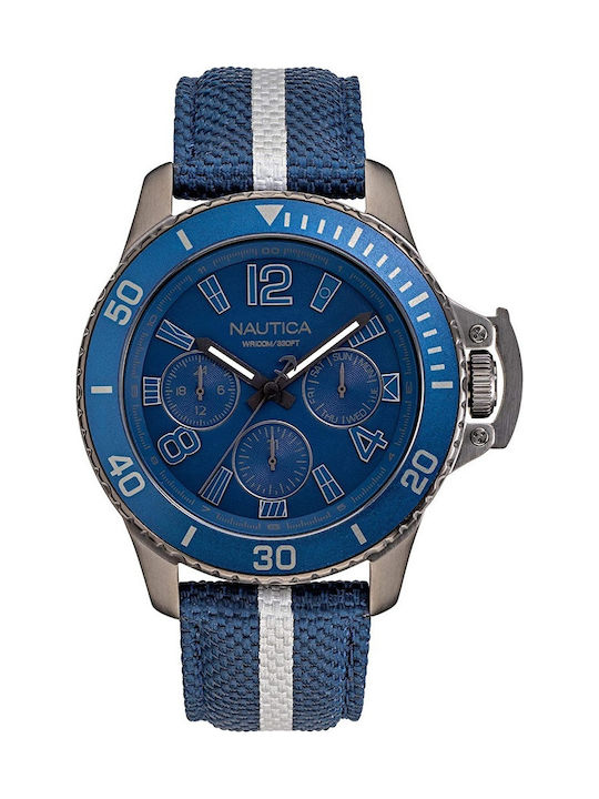 Nautica Ρολόι Χρονογράφος με Υφασμάτινο Λουράκι σε Μπλε χρώμα