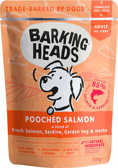 Barking Heads Pooched Wet Food Dogs in Pouches with Vegetables, Salmon and Fish Grain-Free 300gr