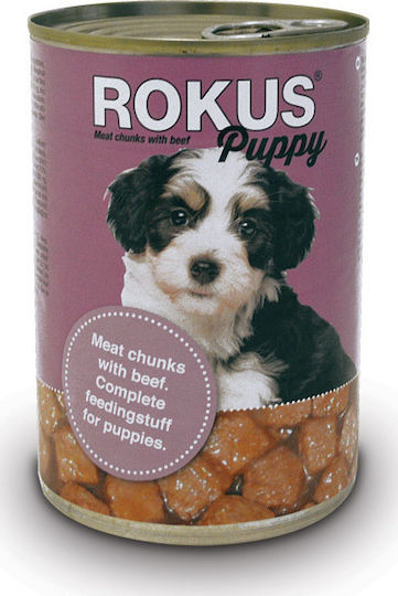 Rokus Wet Food for Puppies in Cans with Calf 410gr