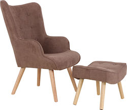Bergère cu Puf Maron Button 69x76x97cm Maro închis