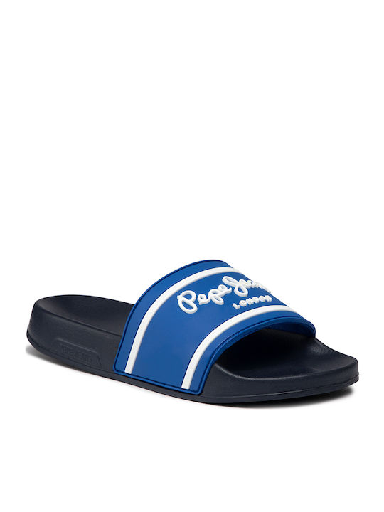 Kinder Badeschlappen Blau Slider Logo Boys