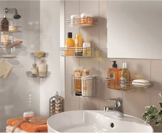 Metaltex Cuba Γωνιακή Επιτοίχια Ραφιέρα Μπάνιου Inox με 1 Ράφι 15x15x5cm