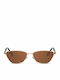 Solo-Solis Brown Angled Sunglasses with Brown Metal Frame and Brown Lens NDL2860