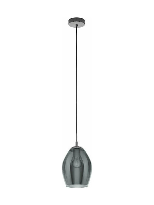 Eglo Estanys Μοντέρνο Κρεμαστό Φωτιστικό Μονόφωτο με Ντουί E27 σε Ασημί Χρώμα