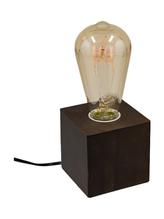 GloboStar Cube Tabletop Decorative Lamp with Socket for Bulb E27 Brown