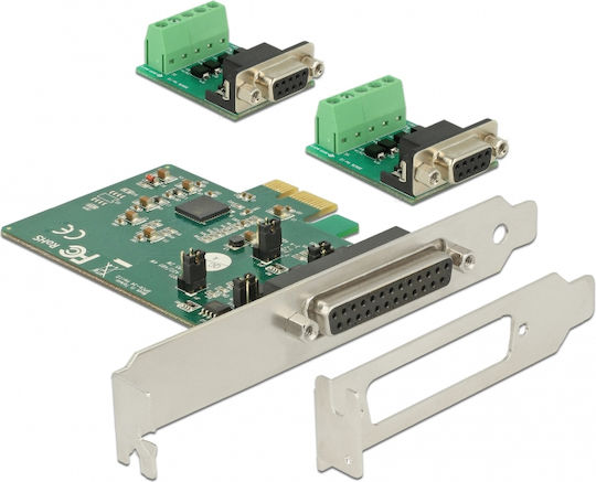 DeLock Κάρτα PCIe σε 3 θύρες DB25 Parallel / RS232 DB9 Serial