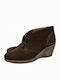 Boxer Suede Women's Ankle Boots Platform Brown