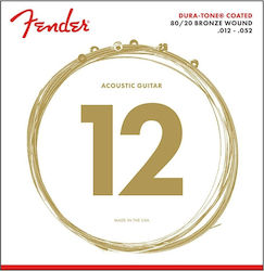 Fender 80/20 Dura-Tone Coated 0730880303 Strings 12 - 52 Acoustic Guitar Fender 80/20 Dura-Tone Coated 0730880303 Strings 12 - 52 Acoustic Guitar