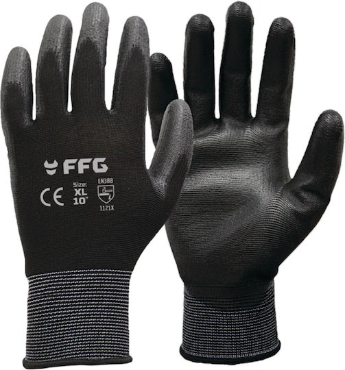 FFG Arbeitshandschuhe Schwarz Nitril/Polyester 12Stück