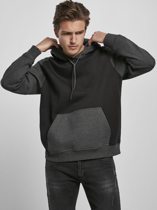 Urban Classics TB3831 Men's Sweatshirt with Hood and Pockets Black / Charcoal