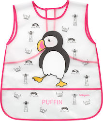 Babyono Αδιάβροχη Ποδιά Πλαστική με Ενιαίο Λαιμό Creative Baby Pink Penguin για 36 m+