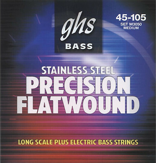 GHS Strings Bass Precision Flats Μονές Χορδές Stainless Steel Μπάσου 4τμχ 38" Medium (38" Winding)