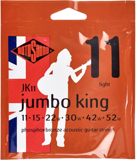 Rotosound Jumbo King Set of Phosphor Bronze Acoustic Guitar Strings 11 - 52 Light