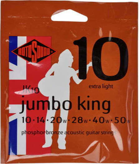 Rotosound Jumbo King Set of Phosphor Bronze Acoustic Guitar Strings 10 - 50 Extra Light