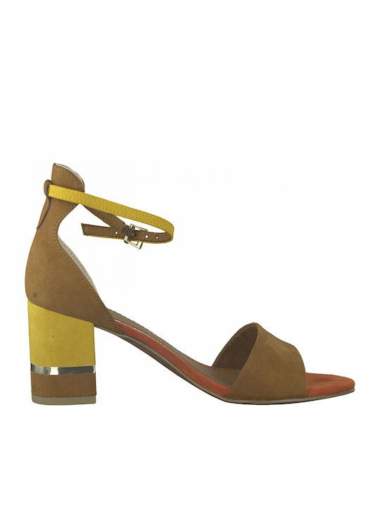Marco Tozzi Suede Sandals Tabac Brown