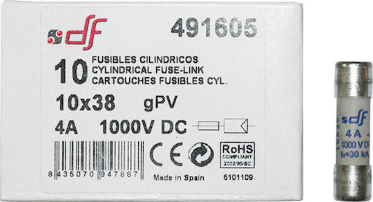 Adeleq Φυσίγγια Κυλινδρικά 10x38mm 4Α 1000V DC