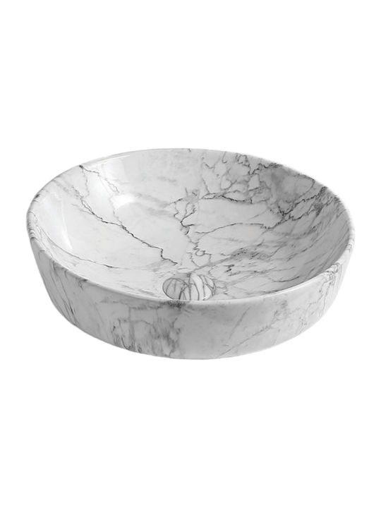 Gloria Solante-2 Vessel Sink Porcelain 42x42x14cm Light Grey Marble