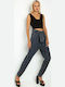 High Waist Women's Jean Trousers in Baggy Line Gray