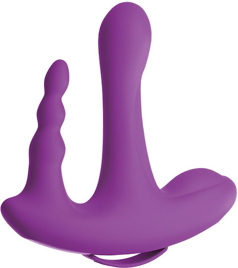 Pipedream 3Some Rock N' Ride Vibe Silicone Vibrator Mini Διπλός Δονητής με Απομακρυσμένο Έλεγχο 7cm Purple