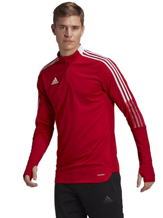 Adidas Tiro 21 Ανδρική Μπλούζα με Φερμουάρ Μακρυμάνικη Κόκκινη