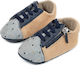 Babywalker Micro Βαπτιστικά Δερμάτινα Sneakers Αγκαλιάς Μπεζ-Γκρι